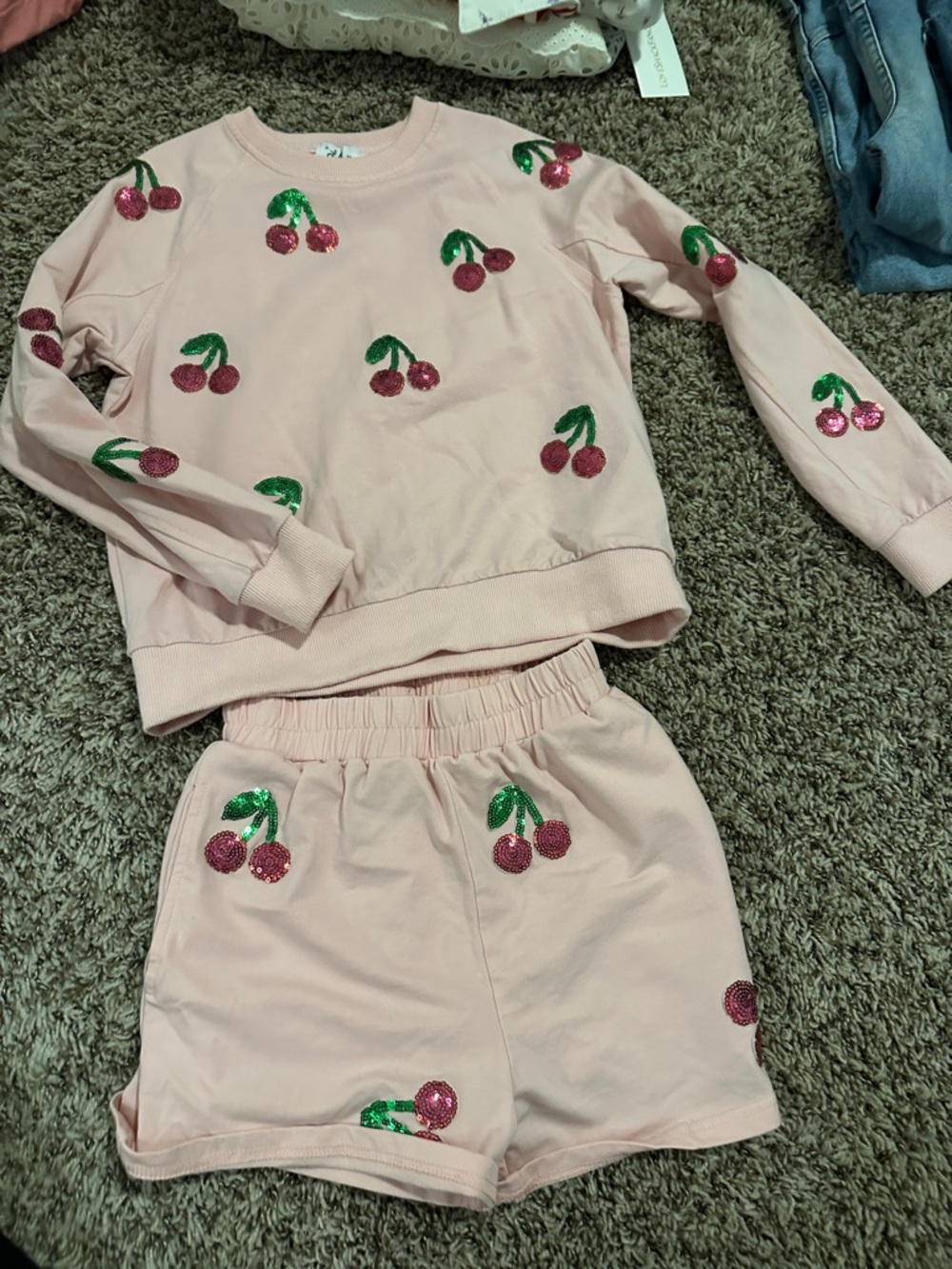 Lola + The Boys Pink Sequin Cherry Set